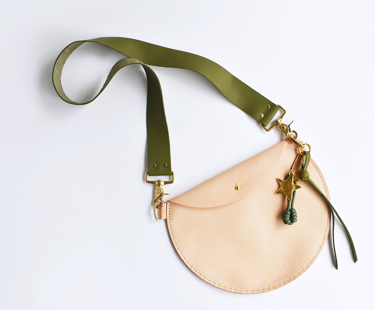Luna Leather Bag- Army Green Strap