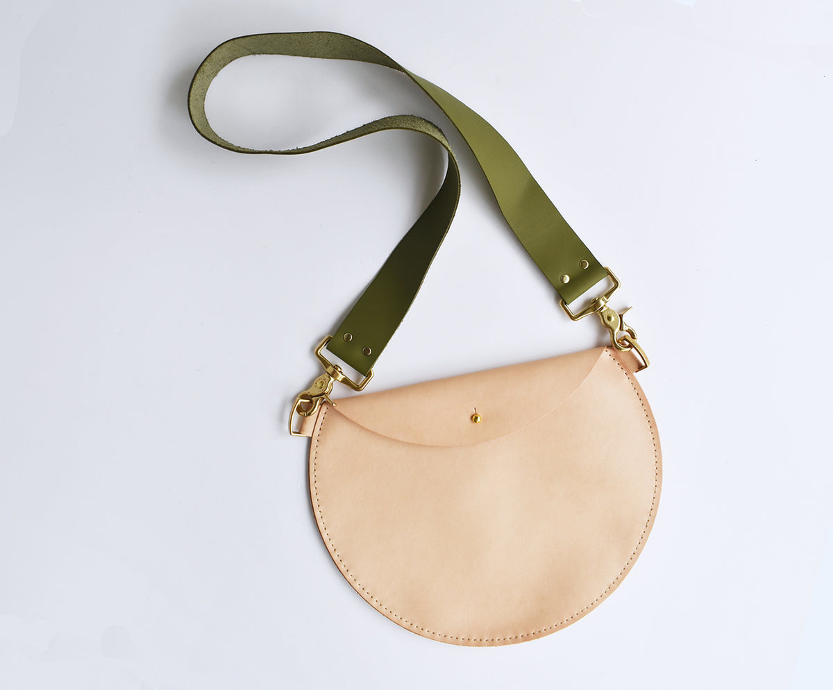 Luna Leather Bag- Army Green Strap