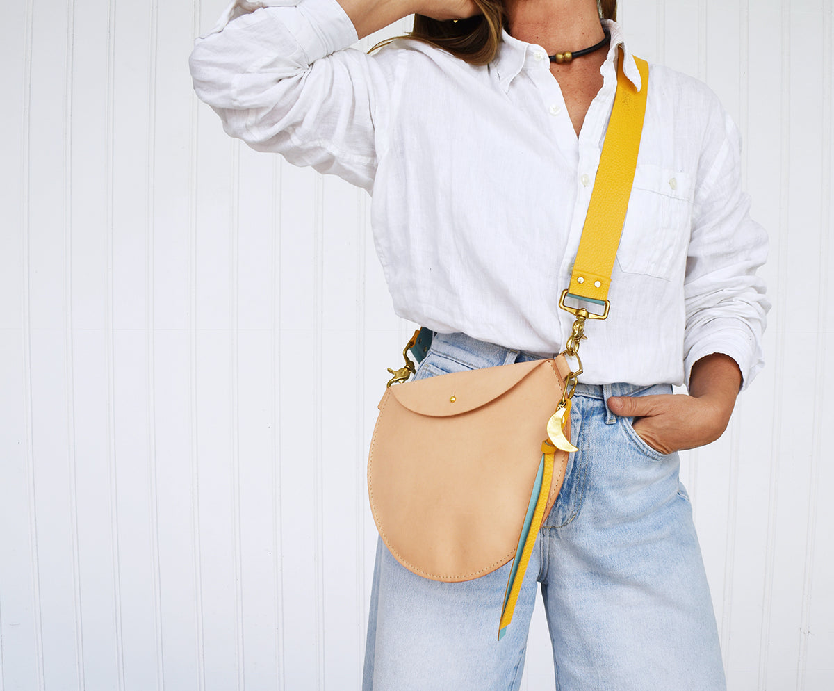 Luna Leather Bag- Mustard Strap