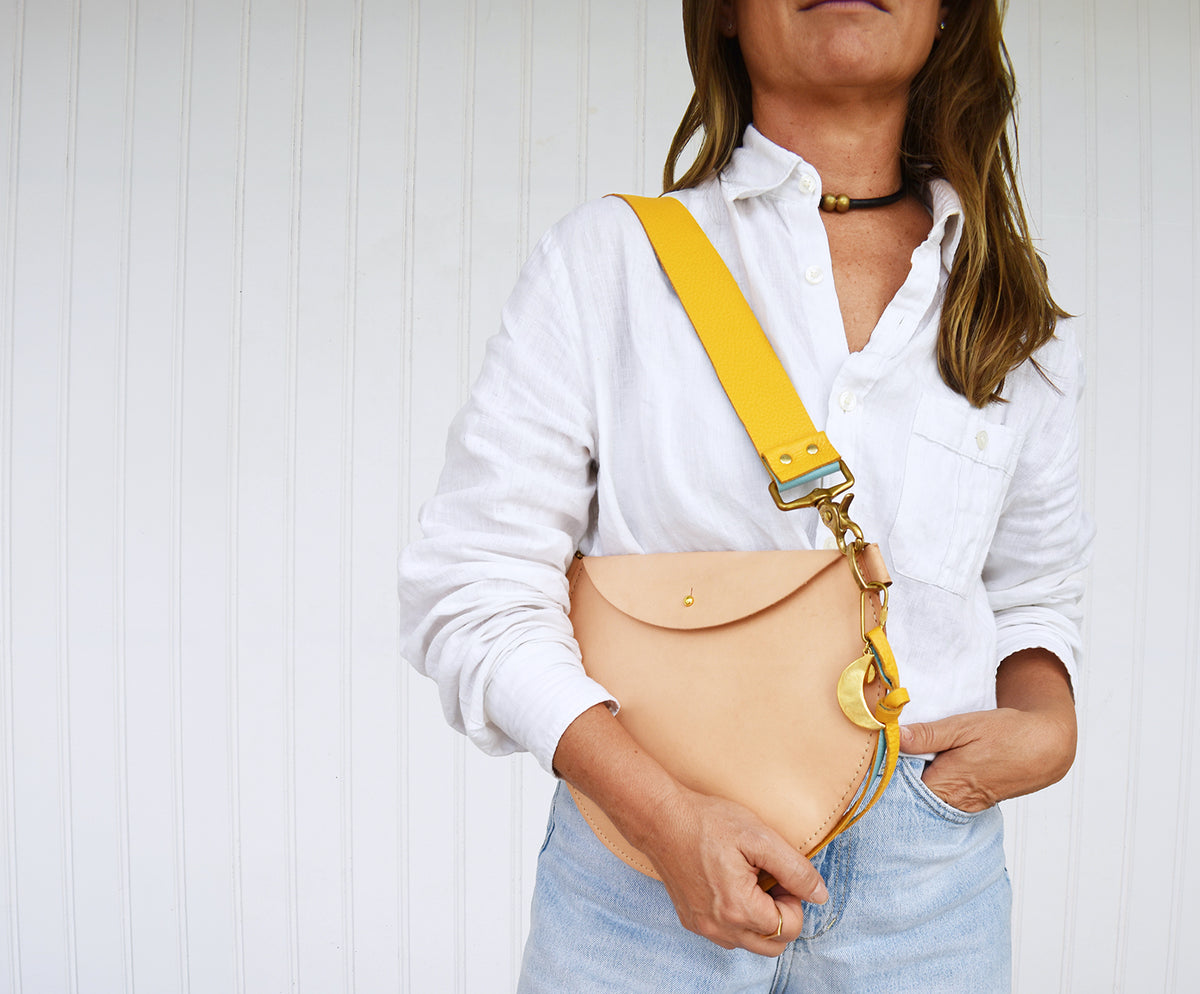 Luna Leather Bag- Mustard Strap