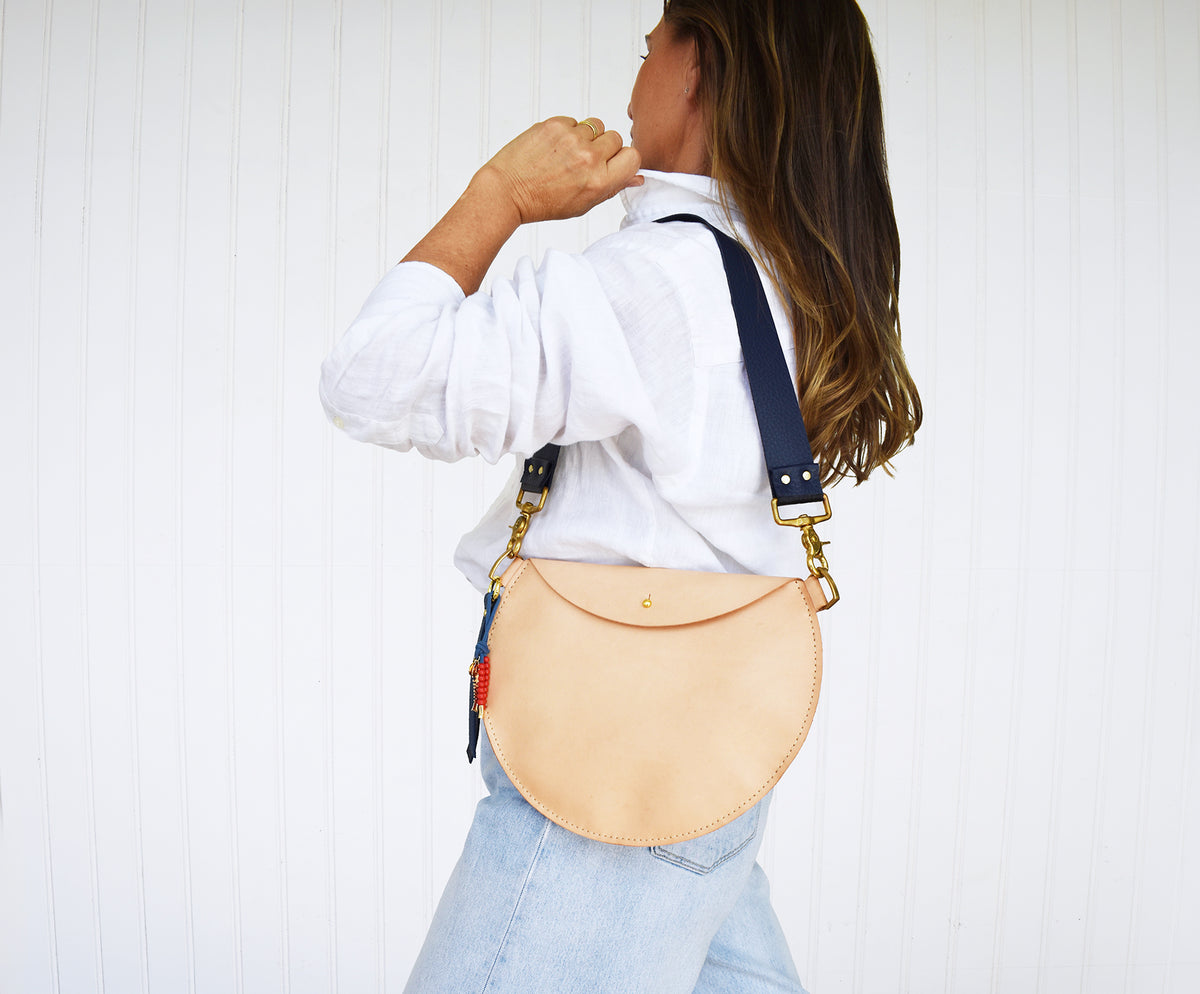 Luna Leather Bag- Navy Strap