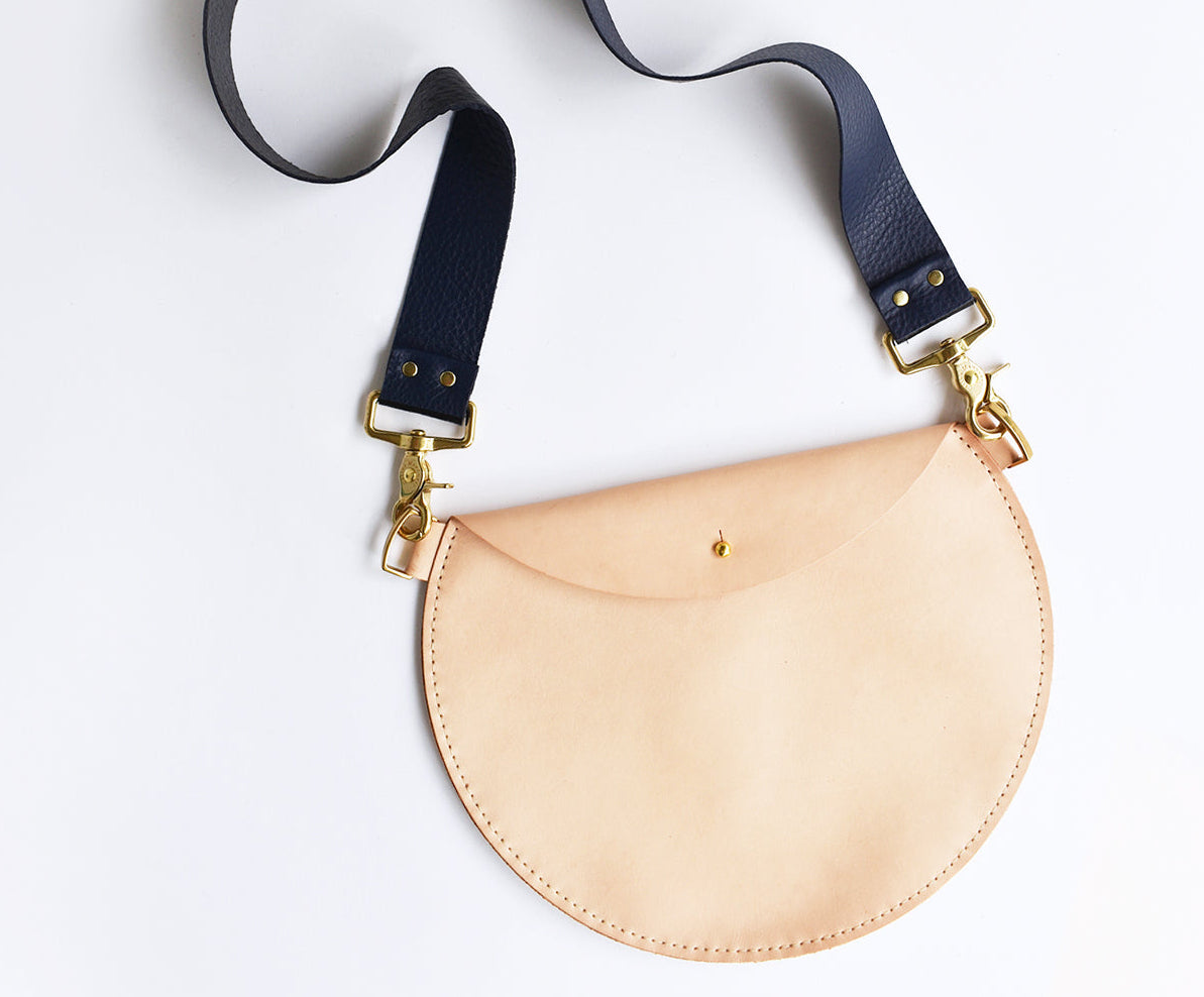 Luna Leather Bag- Navy Strap