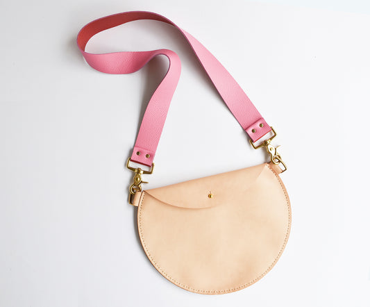 Luna Leather Bag- Pink Strap