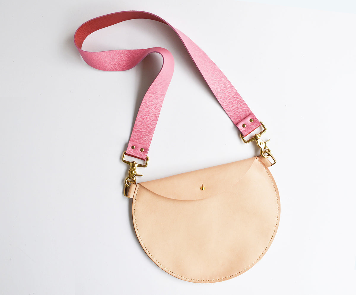 Luna Leather Bag- Pink Strap