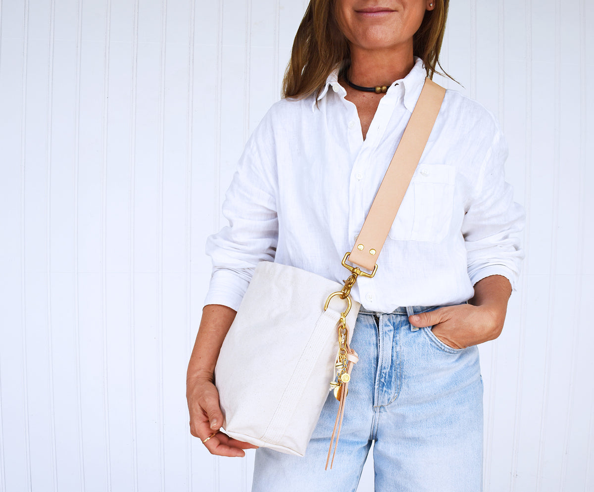 Mini Canvas Tote Bag with Leather Strap- Many Colors
