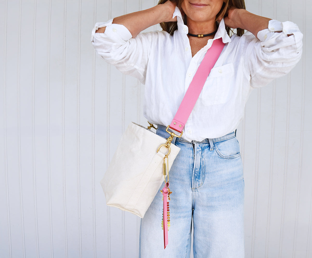 Mini Canvas Tote Bag with Leather Strap- Many Colors