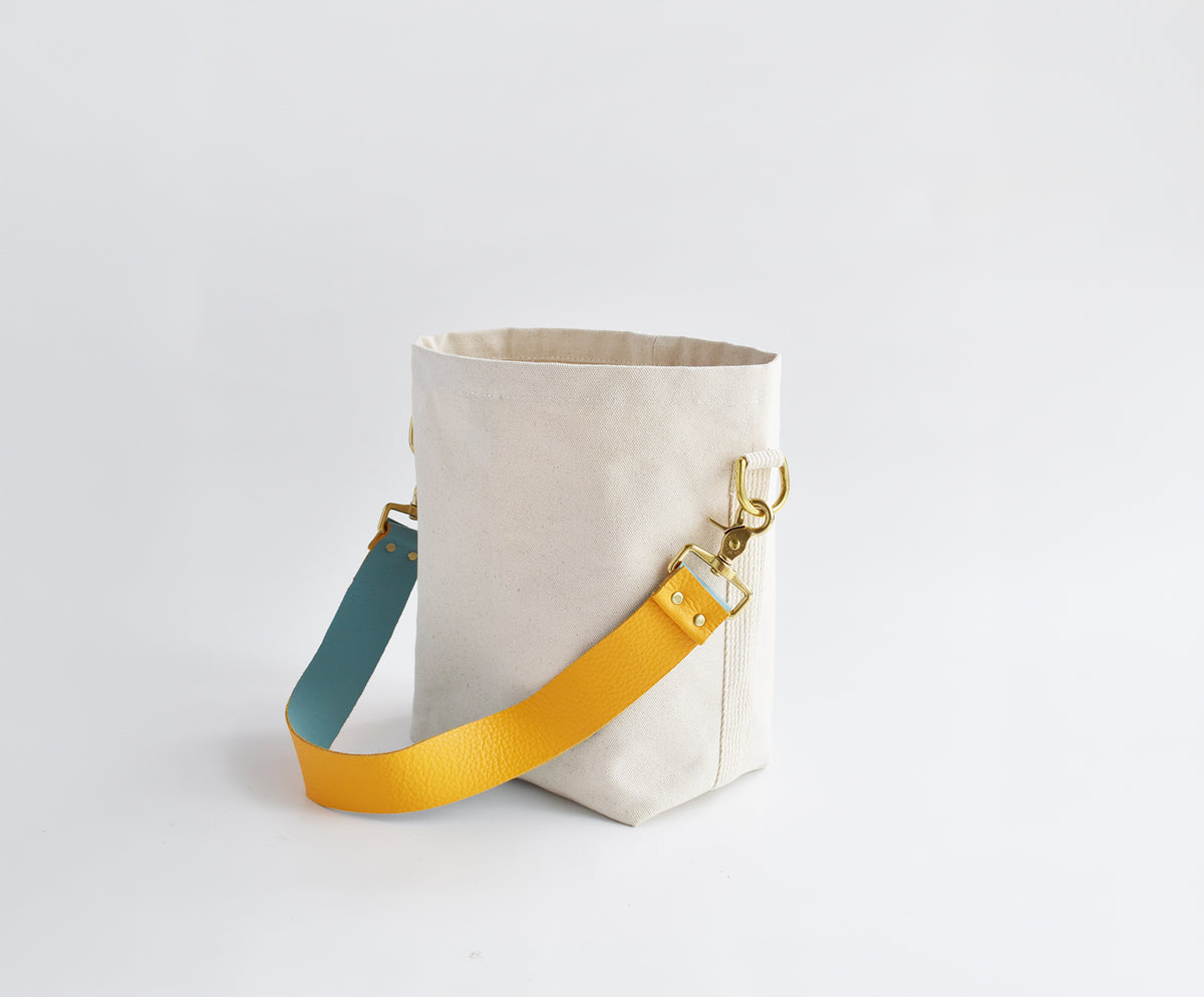 Mini Canvas Tote Bag with Leather Strap- Many Colors