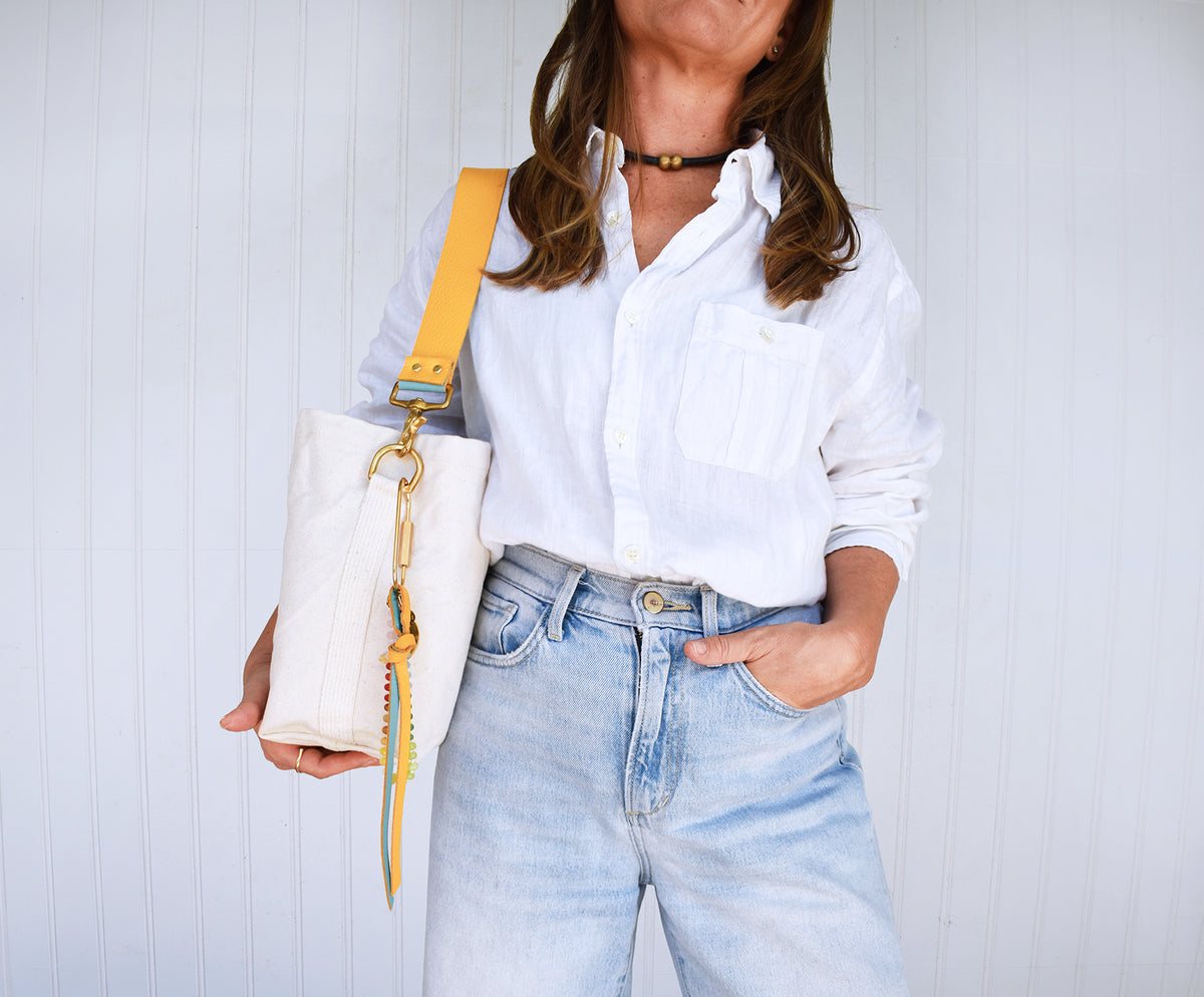 Mini Canvas Tote Bag with Leather Strap- Many Colors