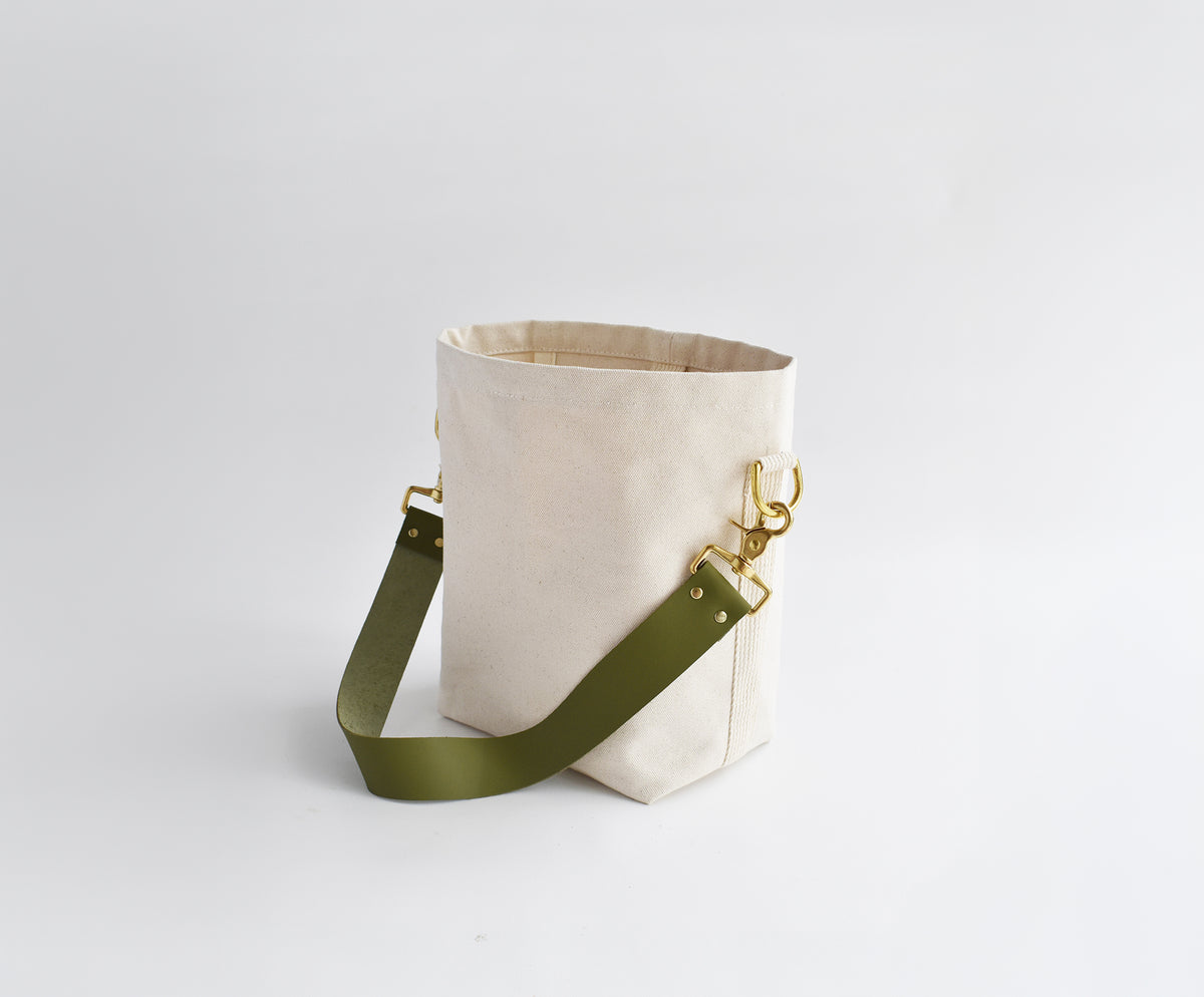 Mini Canvas Tote Bag with Leather Strap- Many Colors