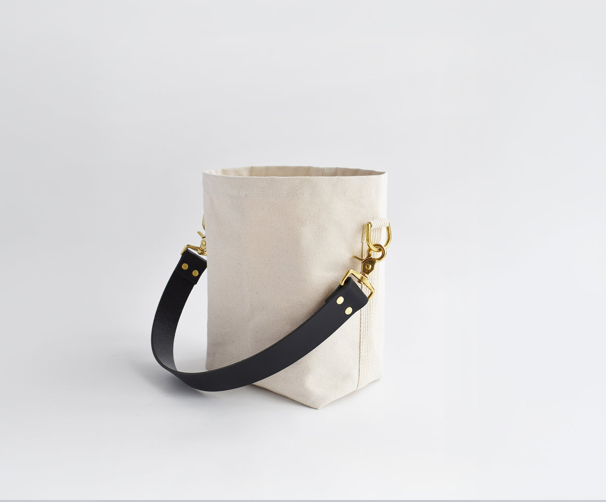 Mini Canvas Tote Bag with Leather Strap- Many Colors