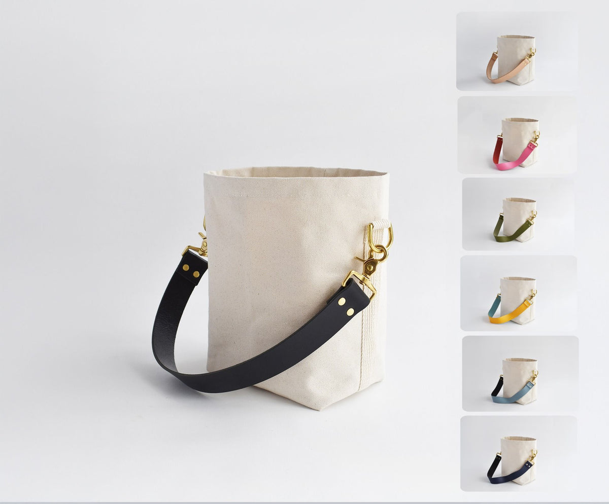Mini Canvas Tote Bag with Leather Strap- Many Colors