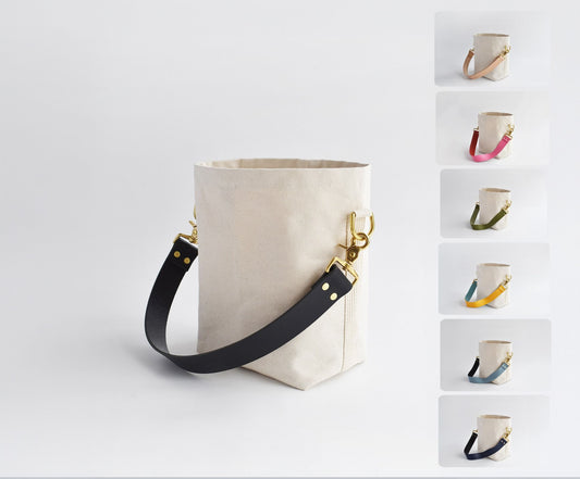 Mini Canvas Tote Bag with Leather Strap- Many Colors