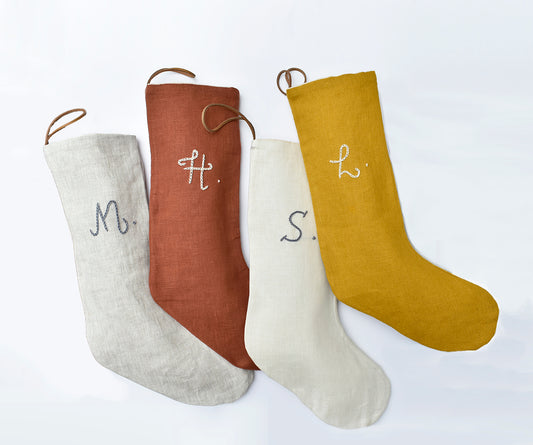 Monogrammed Linen Stocking