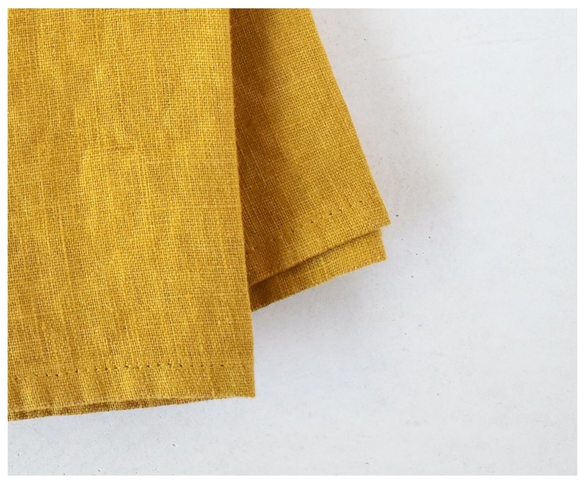 Mustard Yellow Cotton Napkins Frayed Linen Napkins Cloth -  in 2023