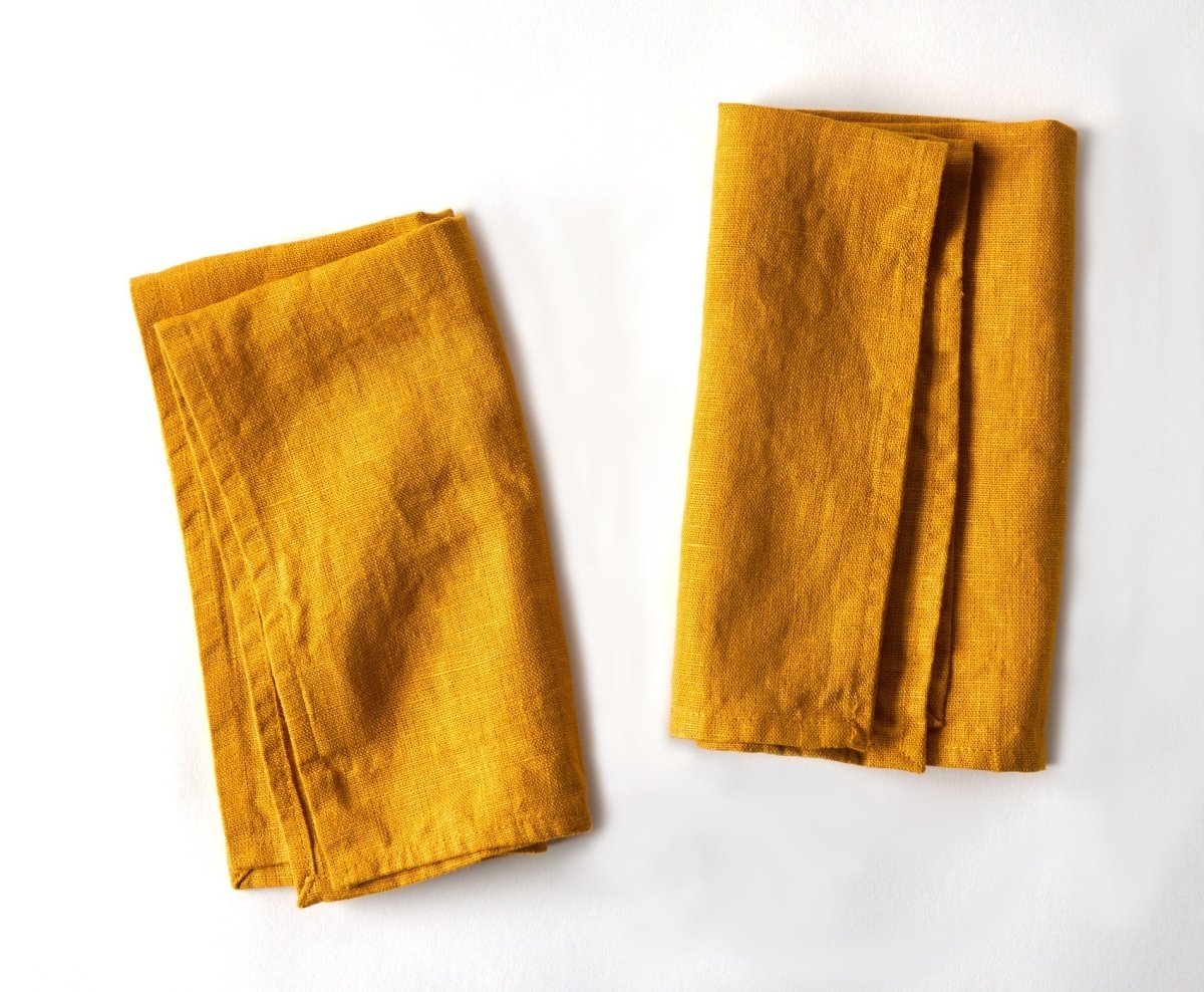 Mustard Linen Napkin- Set of 2 - celina mancurti - napkins - -set of 2