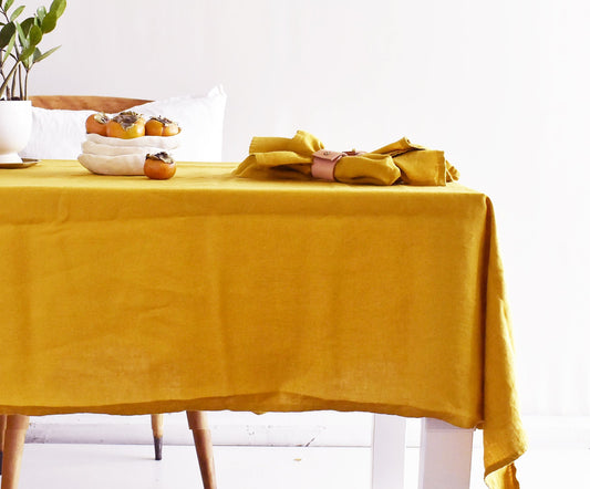 Mustard Linen Tablecloth