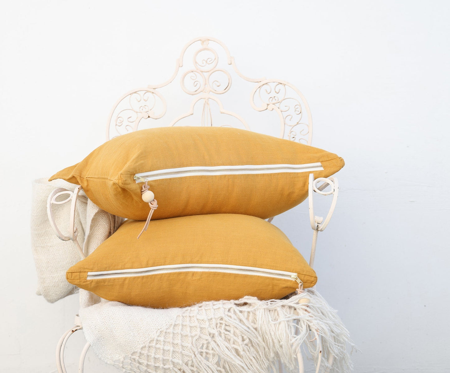 Mustard Washed Linen Pillow