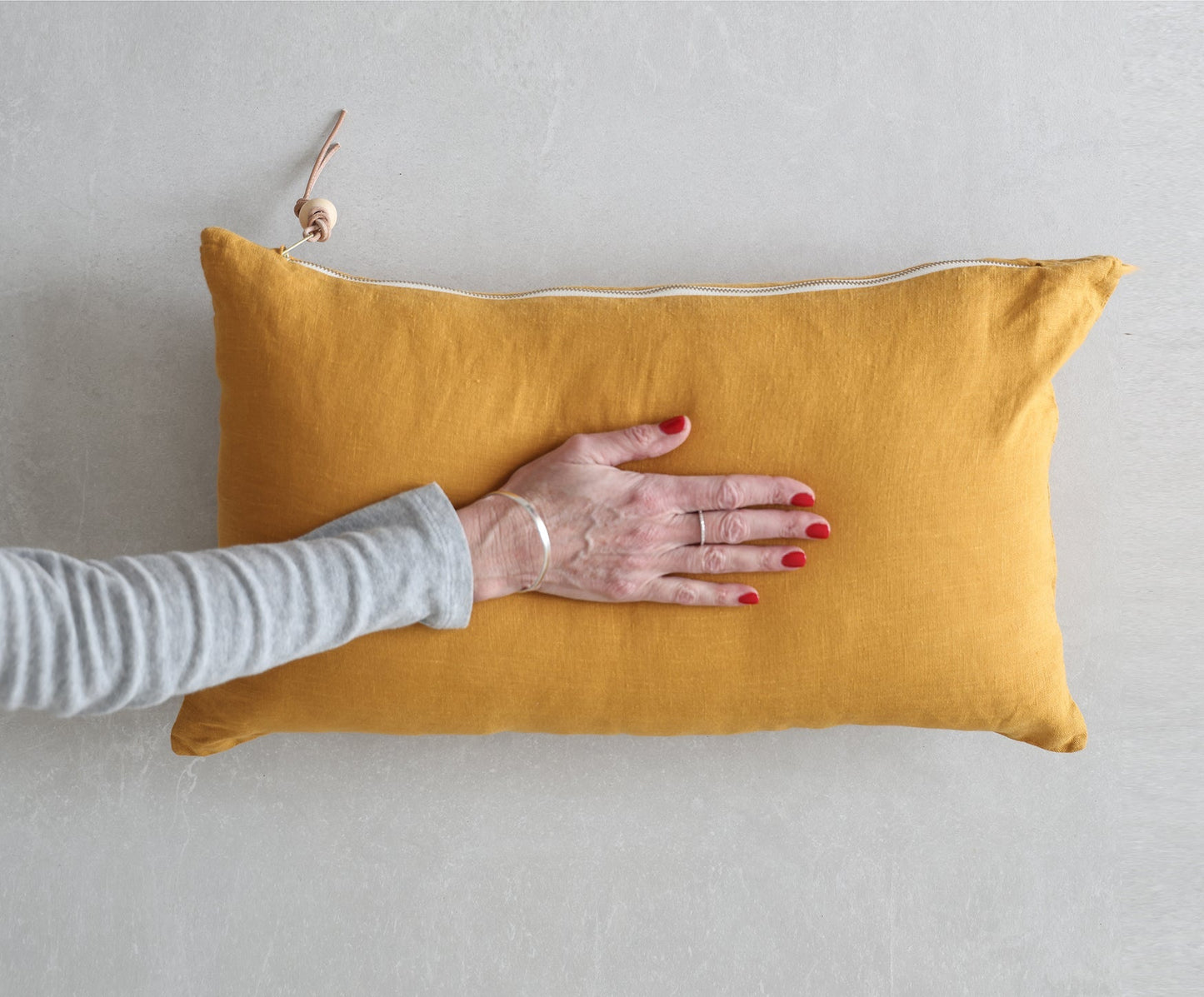 Mustard Washed Linen Pillow- 20x20 and Lumbar - celina mancurti - pillow - 20 X 20 INCHES -Cover ONLY -washed linen