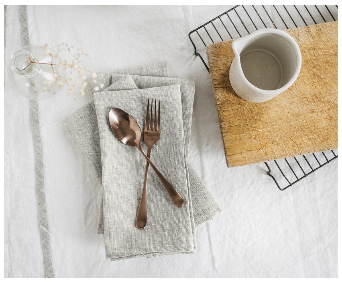 Heirloom Napkins - Oatmeal Linen - celina mancurti - napkins - -set of 4