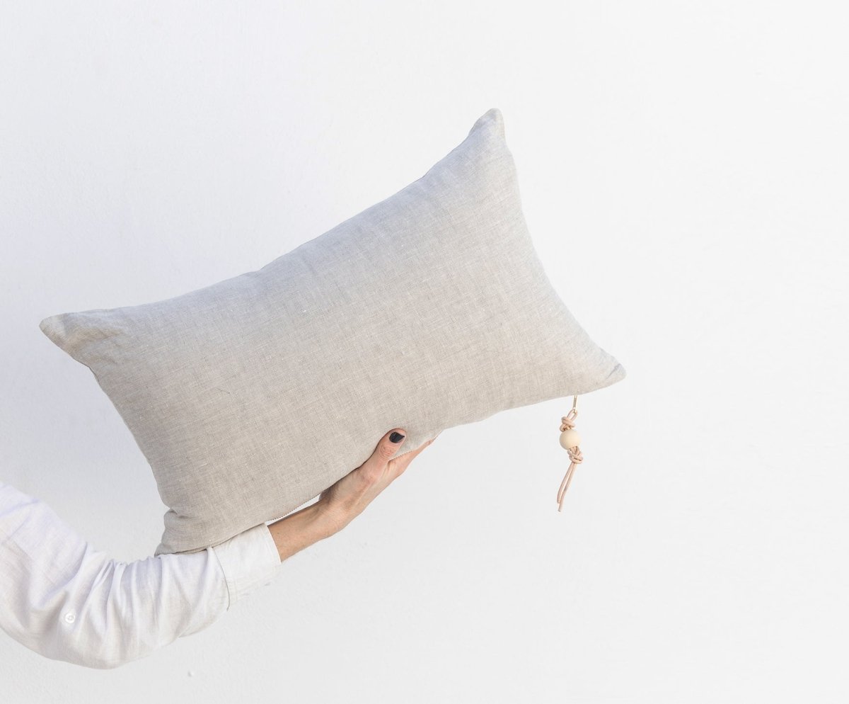 Oatmeal Washed Linen Pillow - celina mancurti - pillow - 14 x 24 inches -Cover ONLY -Oatmeal Linen