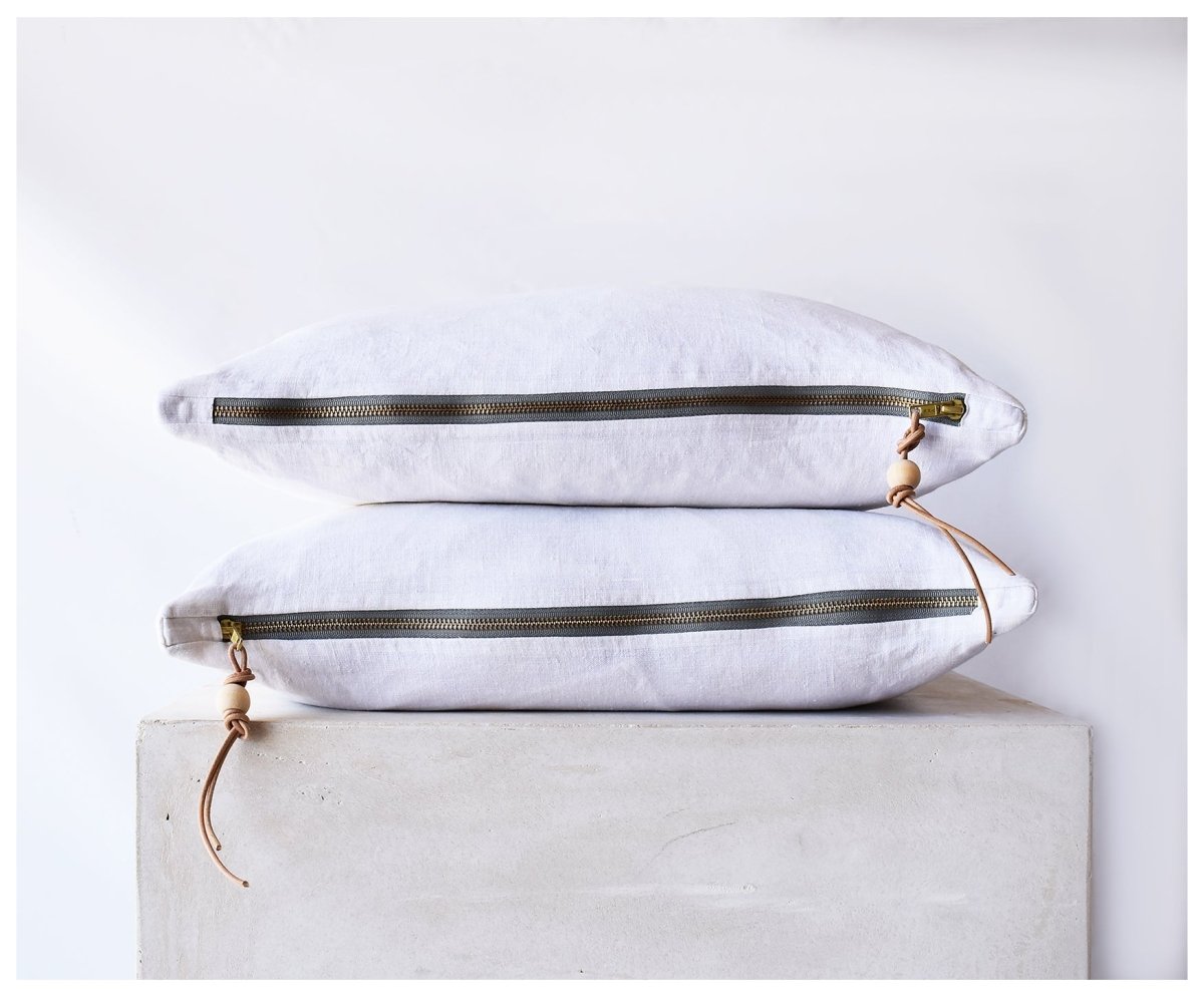 Off-white Washed Linen Pillow - celina mancurti - pillow - 20 X 20 INCHES -Cover ONLY -square & lumbar