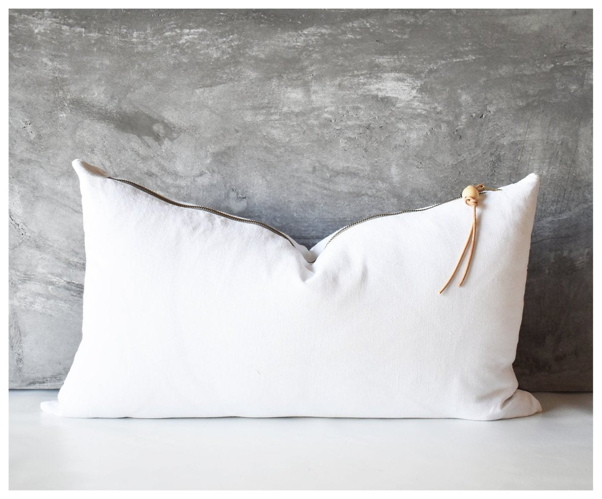 Off-white Washed Linen Pillow - celina mancurti - pillow - 24 X 14 INCHES -Cover ONLY -square & lumbar