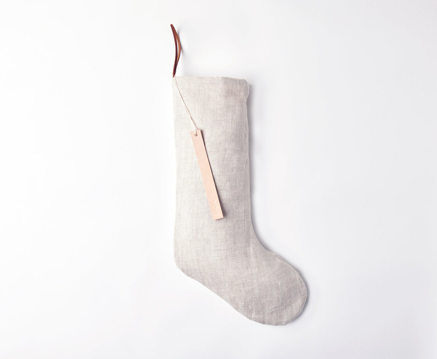 Personalized Linen Stocking - celina mancurti - Christmas stocking - Grey -Plain- No Leather Tag -Personalized Stockings