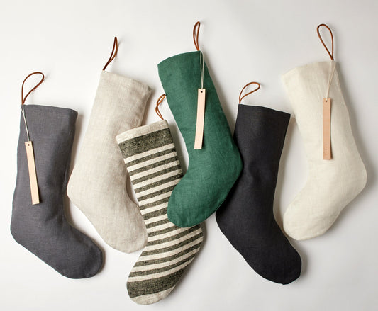 Personalized Linen Stocking - celina mancurti - Christmas stocking - Grey -Customized Word -Personalized Stockings