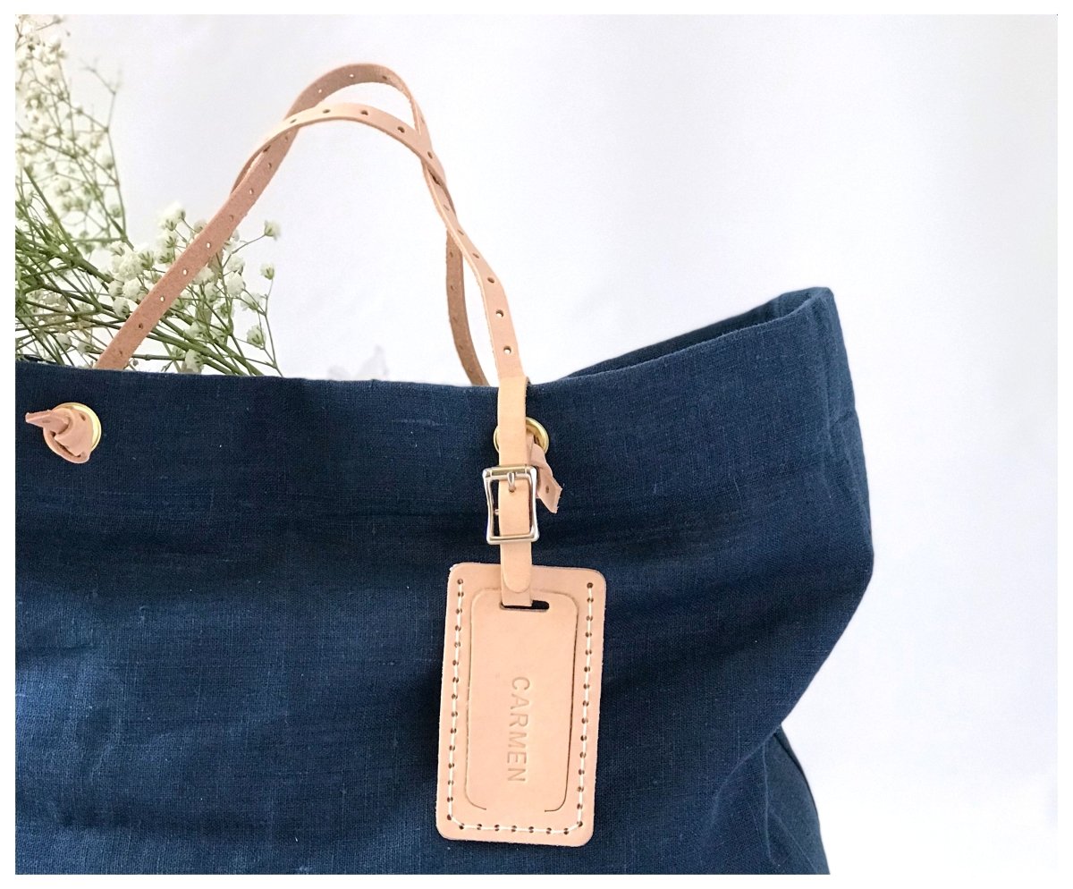 Personalized Luggage Tag - Genuine Leather - celina mancurti - luggage tag - Plain - -hand pressed lettering