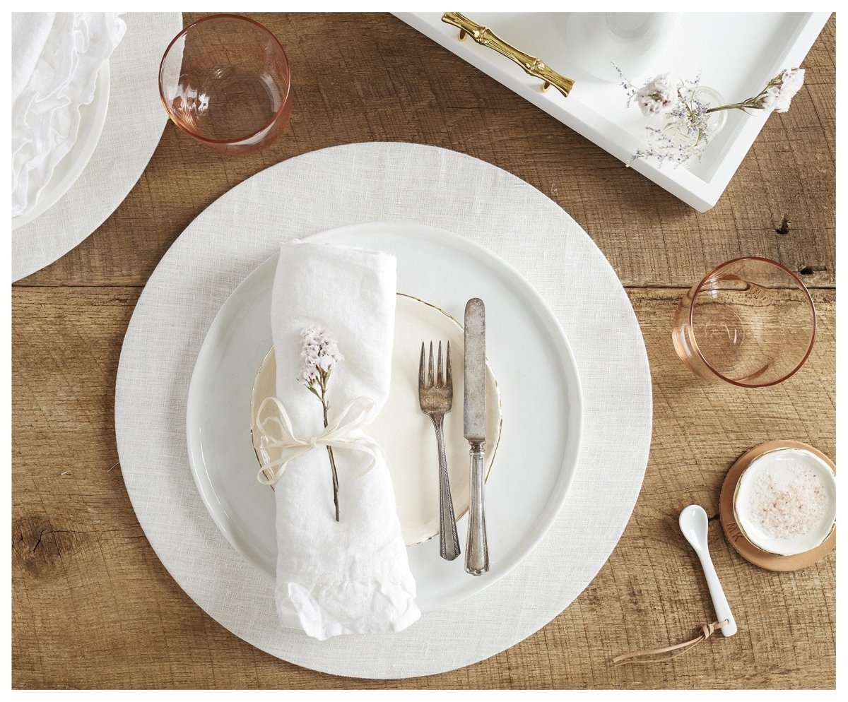Placemat- With washable Linen Cover (Set of 2) - celina mancurti - placemat - Off-White - -white. blush. seafoam