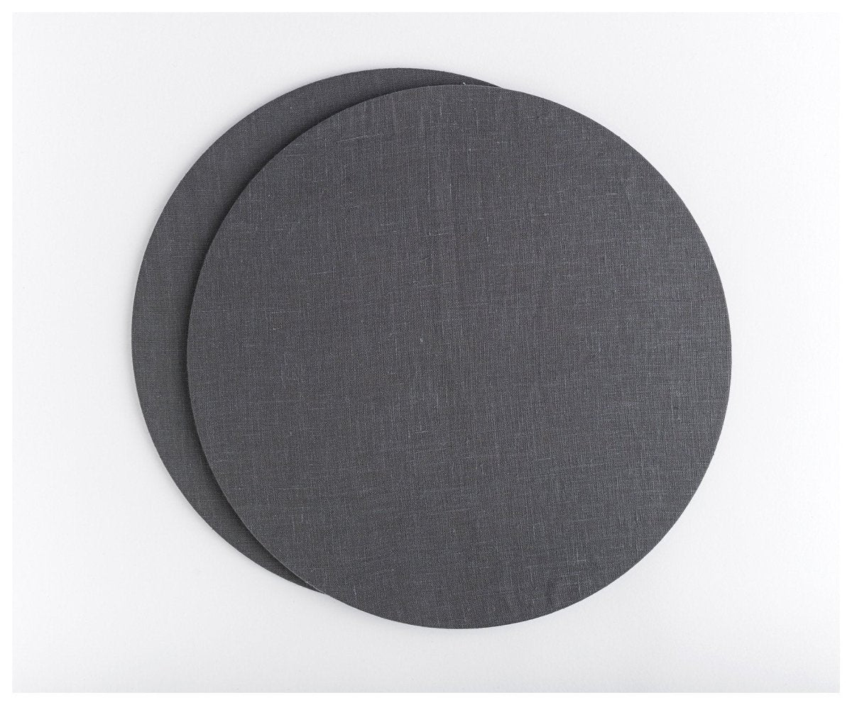 Placemats- Washable Linen Cover (Set of 2) - celina mancurti - placemat - Charcoal - -charcoal. navy. oatmeal