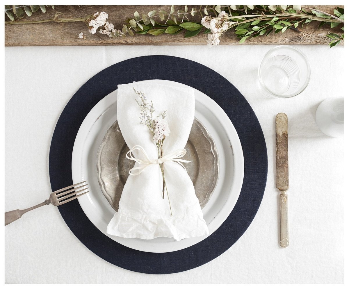 Placemats- Washable Linen Cover (Set of 2) - celina mancurti - placemat - Charcoal - -charcoal. navy. oatmeal