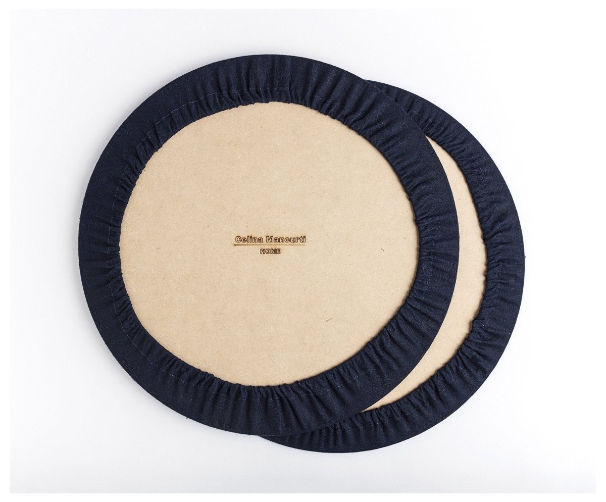 Placemats- Washable Linen Cover (Set of 2) - celina mancurti - placemat - Charcoal - -charcoal. navy. oatmeal