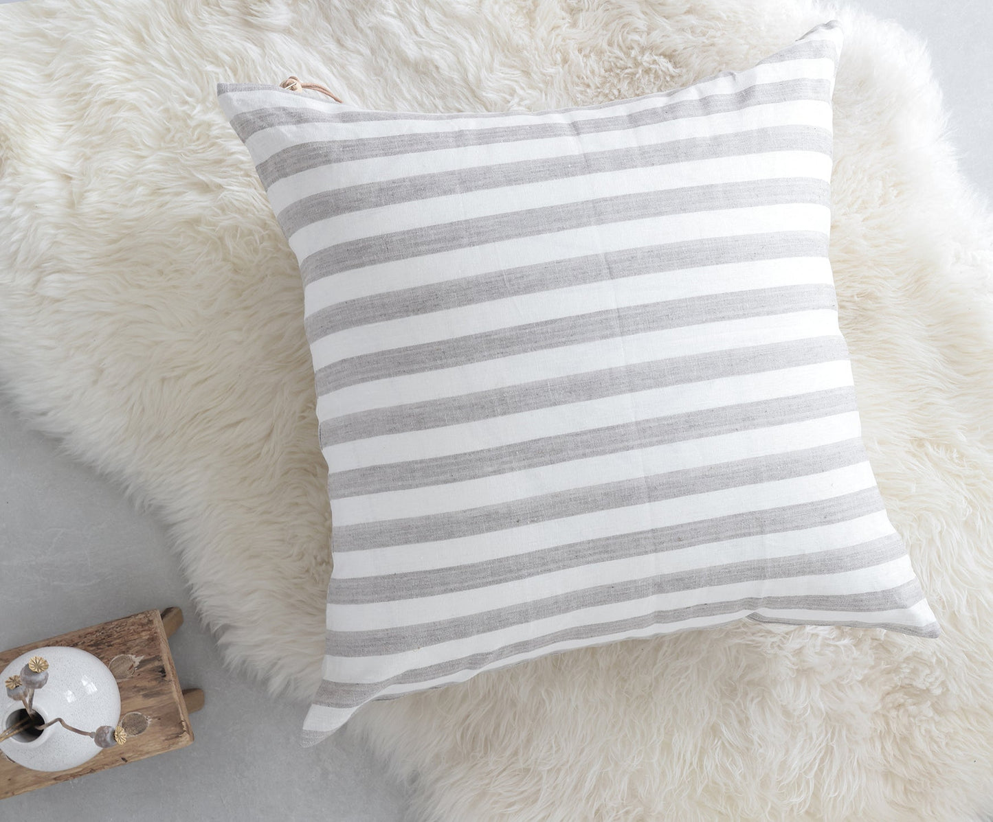 Pure Stripes- Linen Floor Pillow - celina mancurti - pillow - Cover + Insert - -Family-friendly pillow