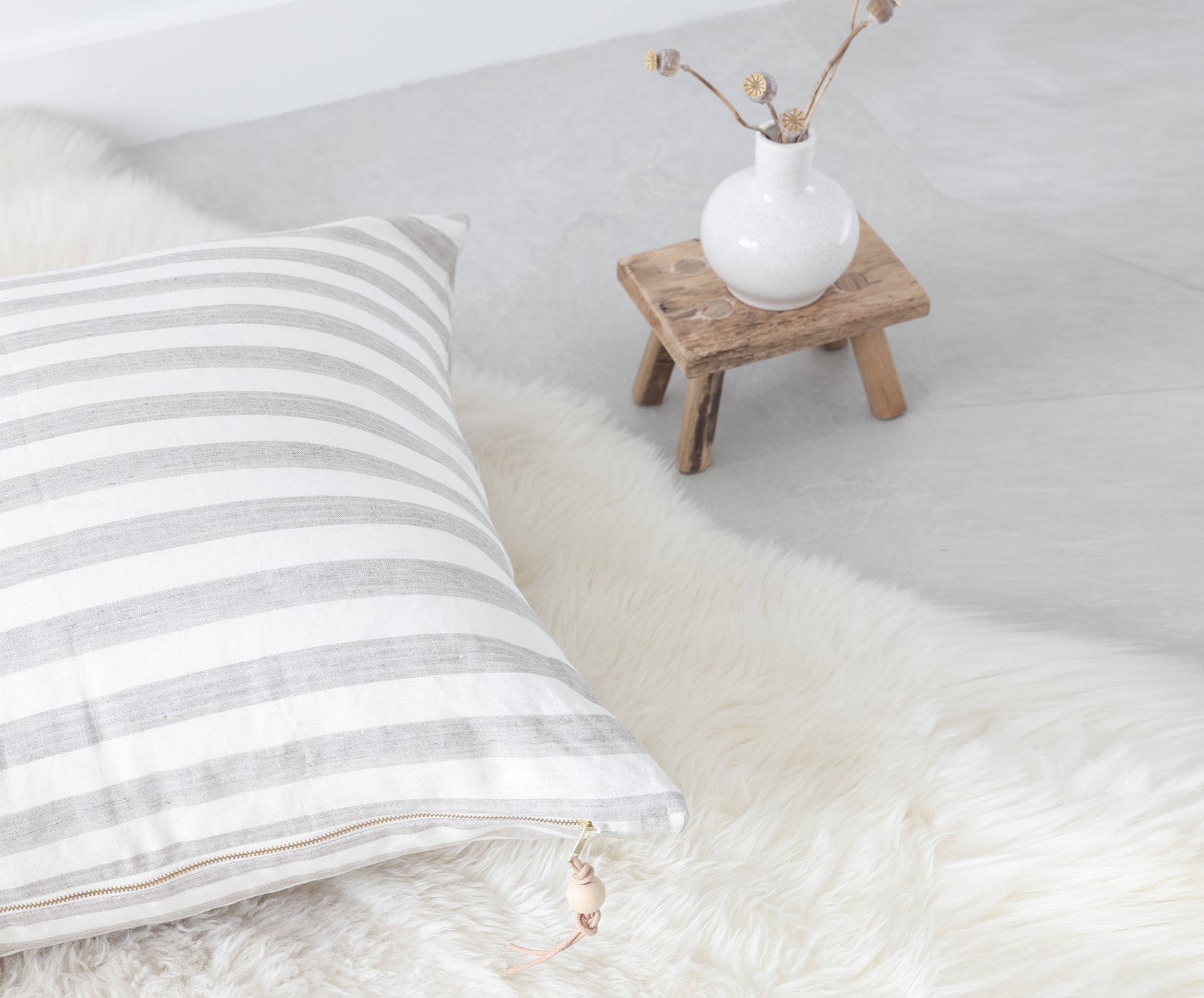 Pure Stripes- Linen Floor Pillow - celina mancurti - pillow - Cover + Insert - -Family-friendly pillow