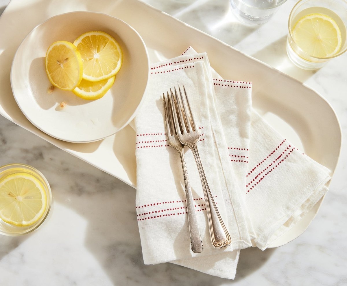 Red Dots Linen Napkins -Set of 2 - celina mancurti - napkins - -set of 2