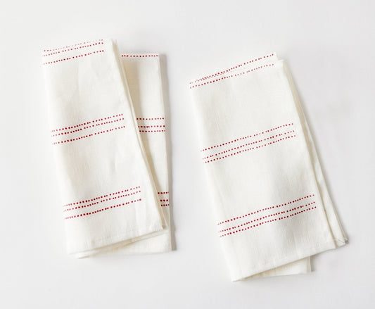 Red Dots Linen Napkins -Set of 2 - celina mancurti - napkins - -set of 2