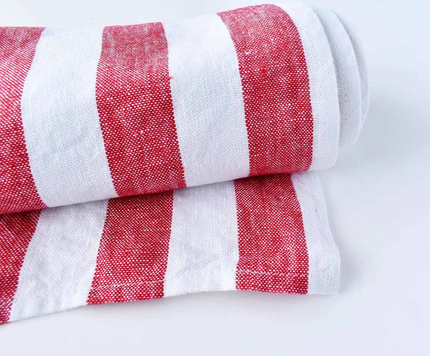 Red & White Striped Linen Table Runner