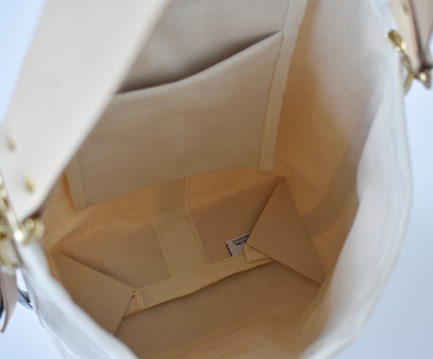 SMALL Tote Bag with Leather Strap - Tan