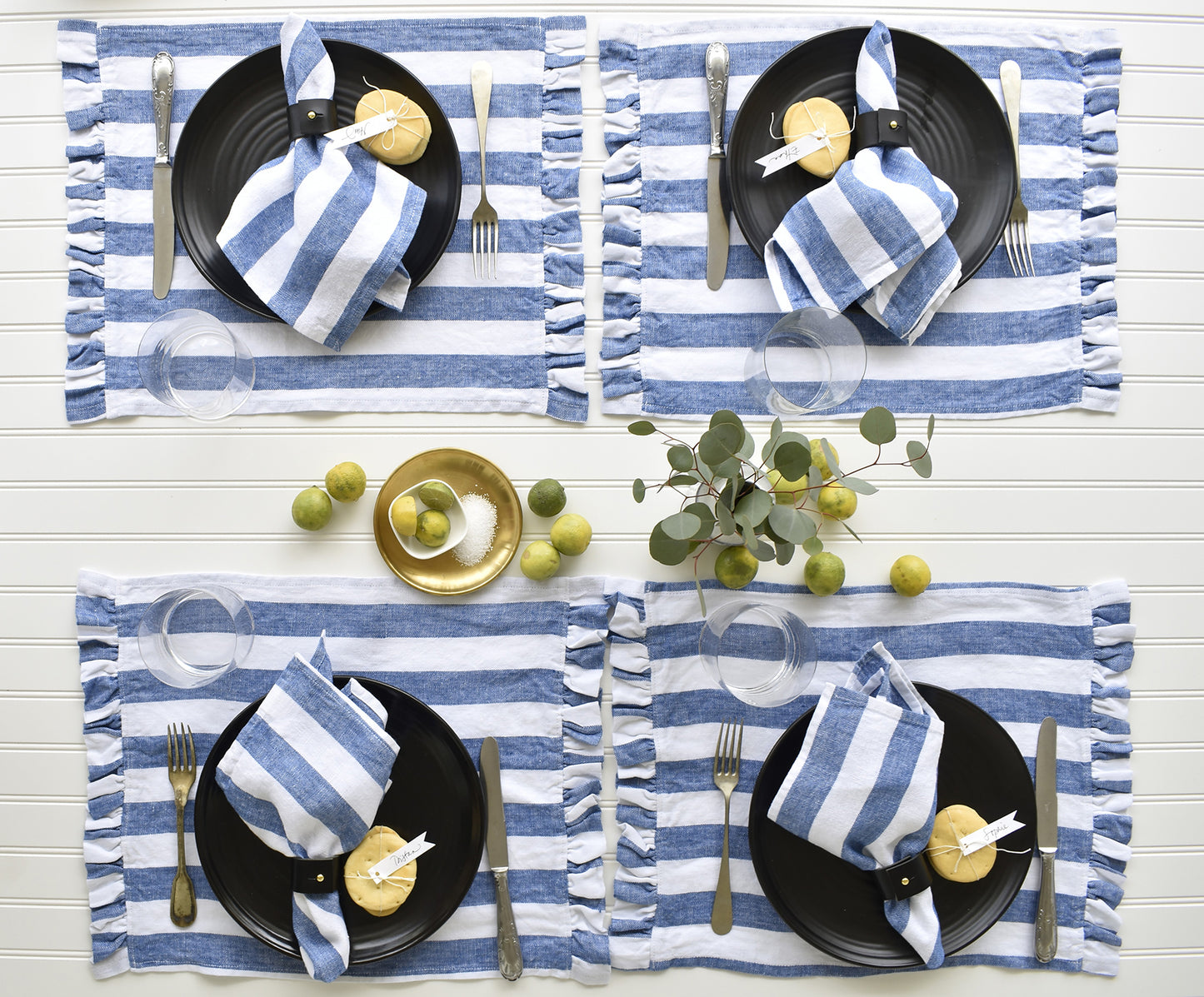Santorini Ruffles Linen Placemat- Set of 2