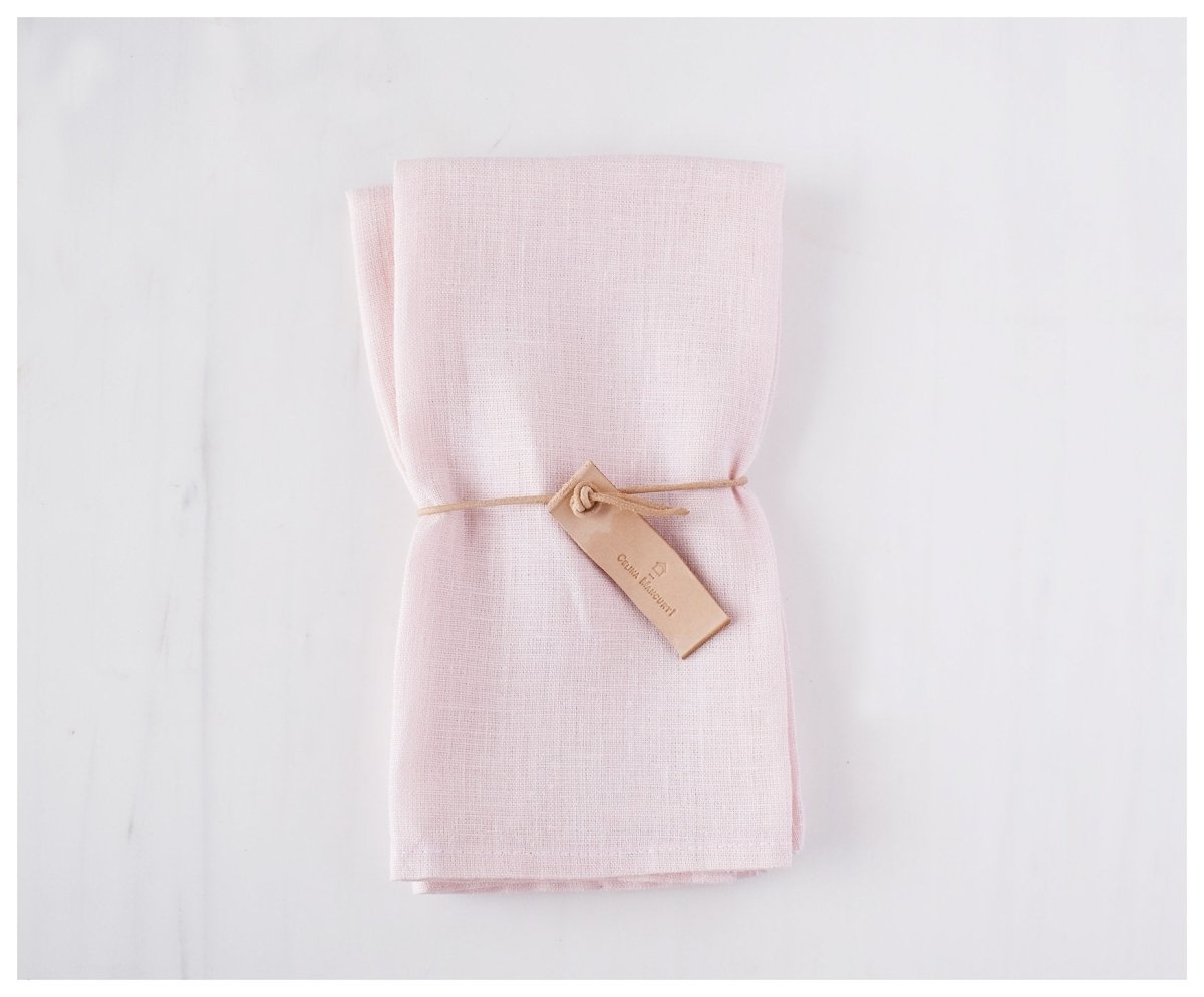 Soft Pink Linen Napkins ( Set of 2 ) - celina mancurti - napkins - -set of 2