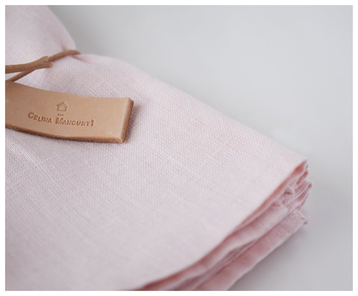 Soft Pink Linen Napkins ( Set of 2 ) - celina mancurti - napkins - -set of 2