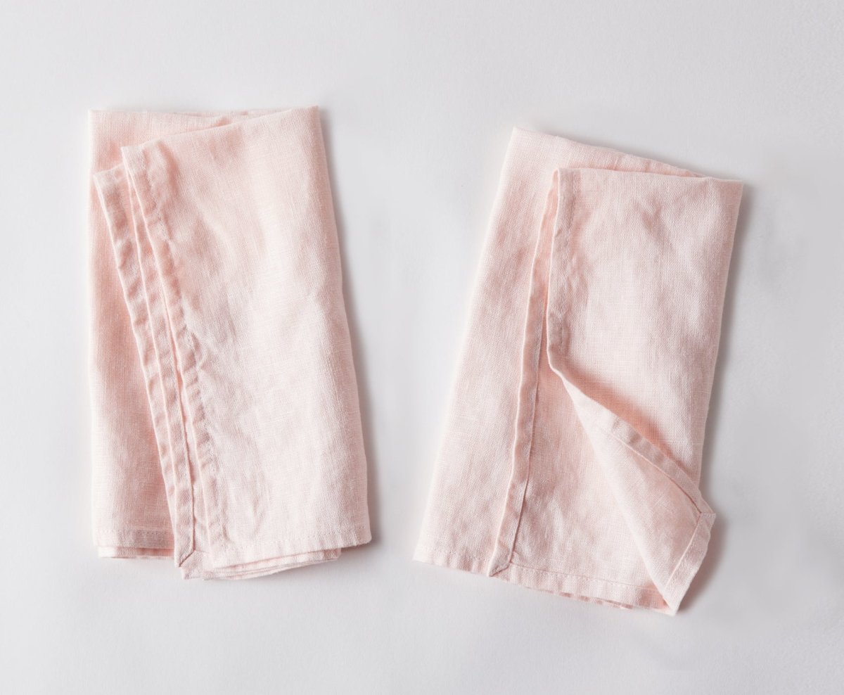 Soft Pink Linen Napkins ( Set of 2 ) - celina mancurti - napkins - -set of 2
