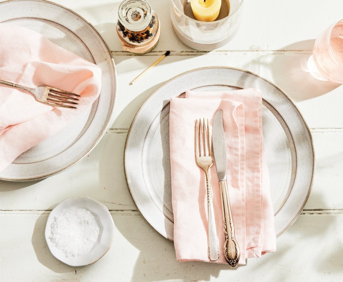 Soft Pink Linen Napkins ( Set of 2 ) - celina mancurti - napkins - -set of 2