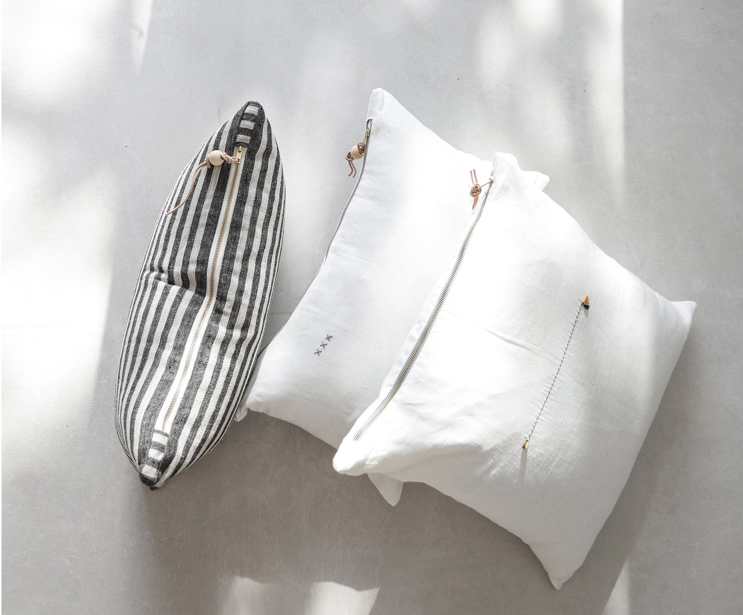 The Stripe Lumbar Pillow - Heavy Linen - celina mancurti - pillow - Cover + Insert - -Black & Oatmeal Stripes