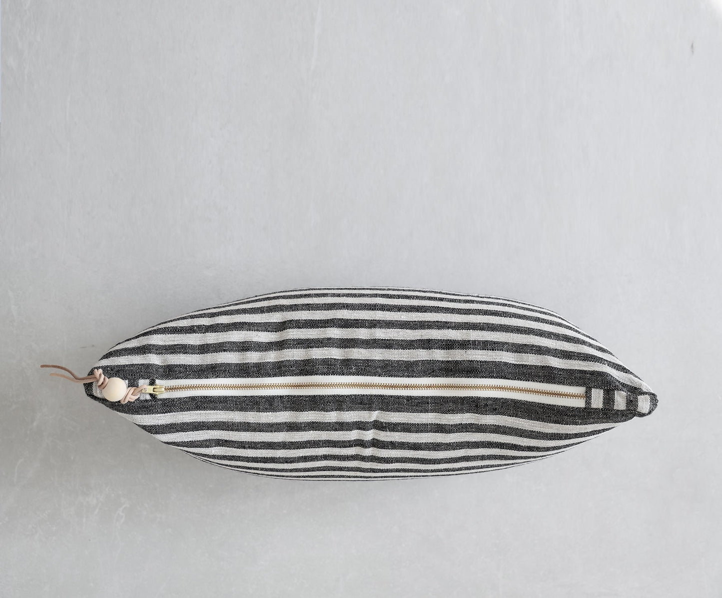 The Stripe Lumbar Pillow - Heavy Linen - celina mancurti - pillow - Cover + Insert - -Black & Oatmeal Stripes