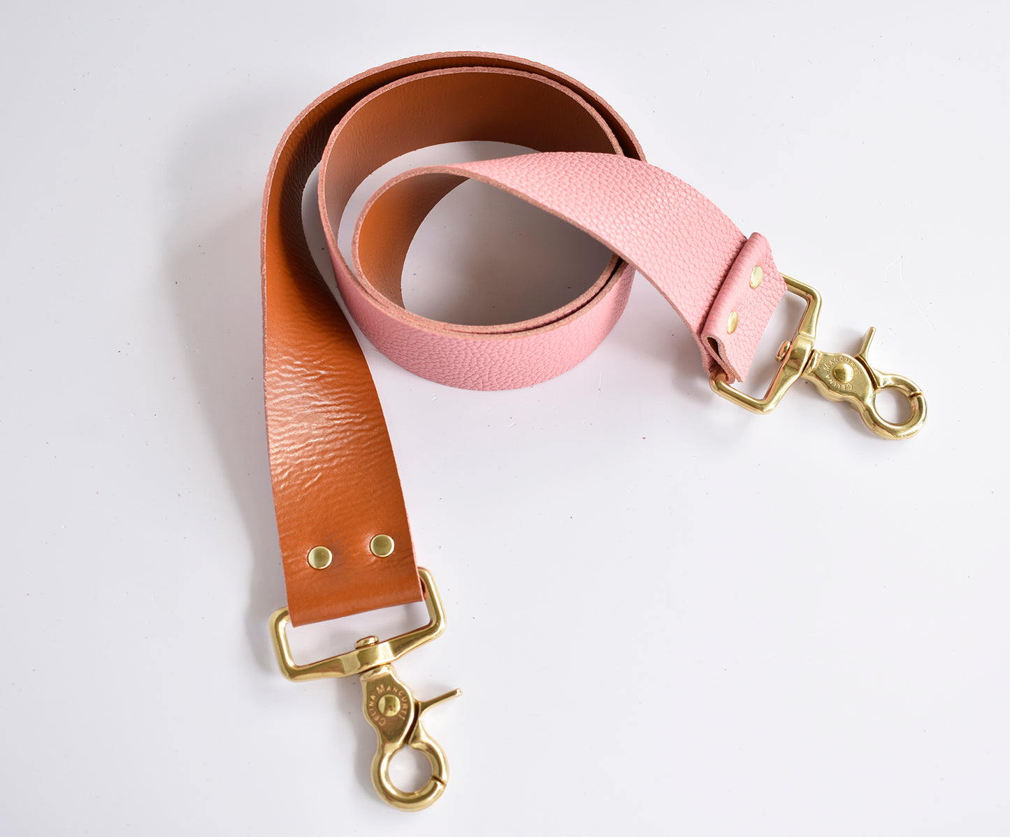 Tote Bag Black- Leather Strap Rose/Caramel