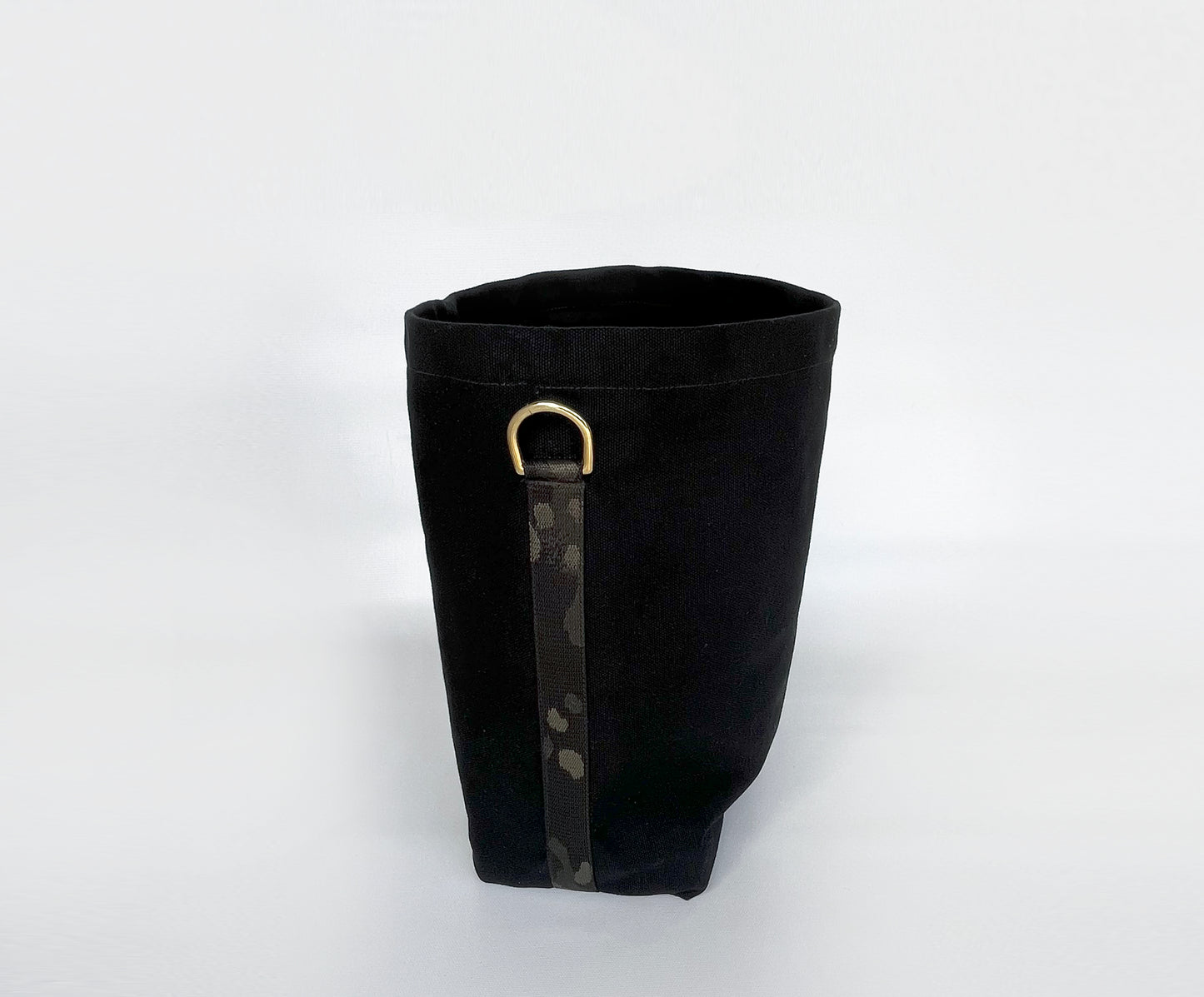 Tote Bag Black- Leather Strap Tan