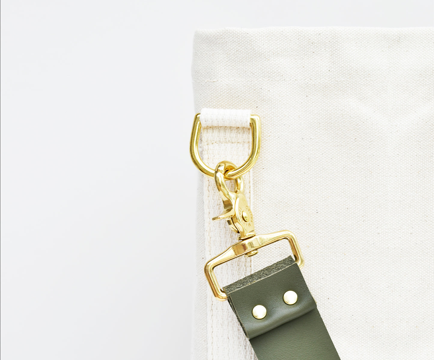 Tote Bag Ivory- Leather Strap Army