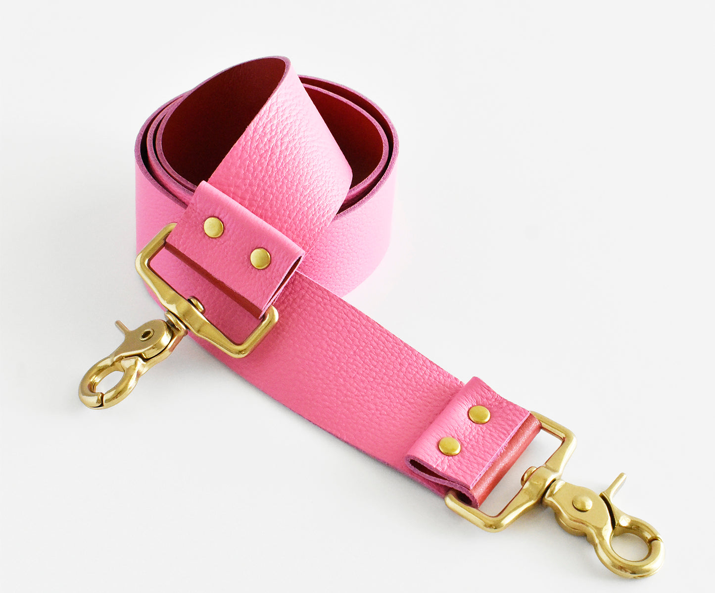 Tote Bag with Leather Strap - Pink & Red
